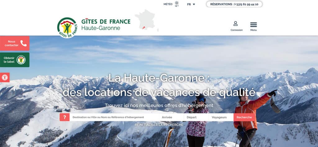 Site Web Gîtes de France Haute-Garonne